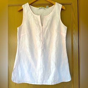 Vintage David Brooks Linen Pale Pink Embroidered Tunic Style Top / medium